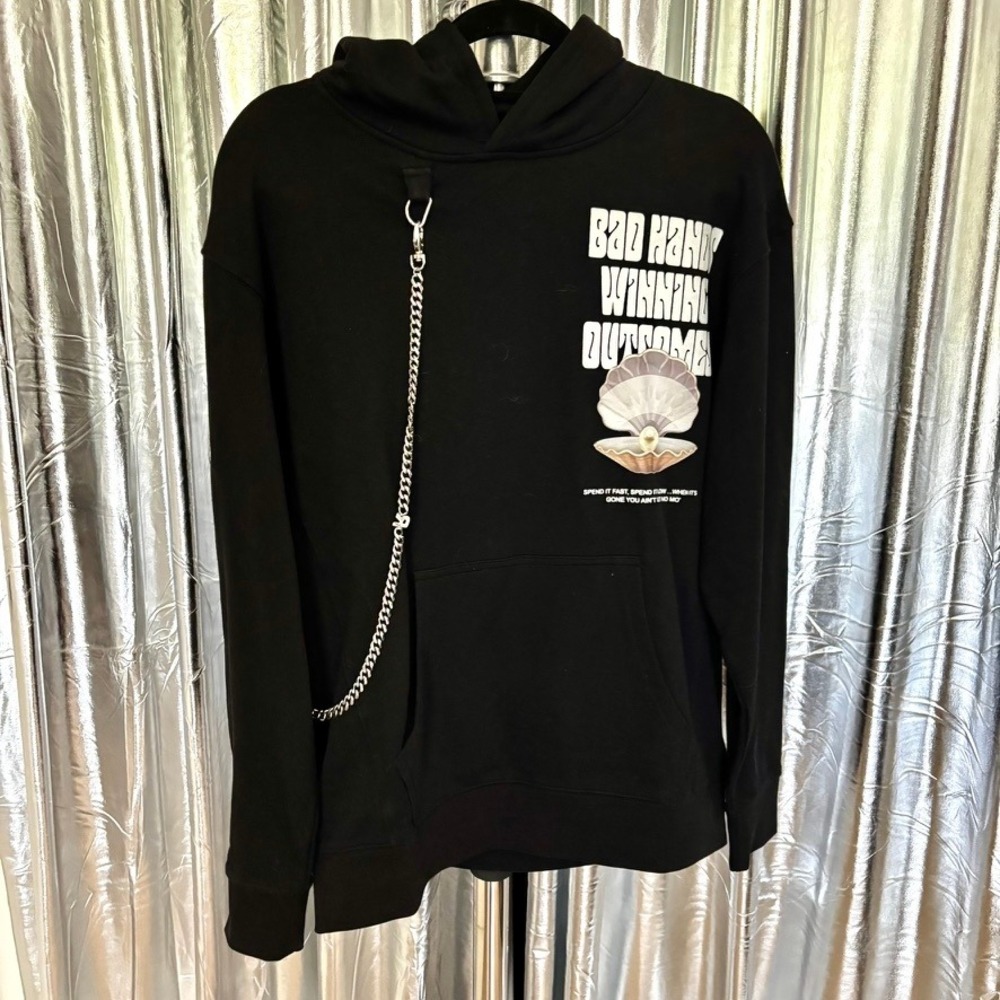 Renowned LA "Bad Hands Winning Outcomes" Graphic Hoodie with Chain